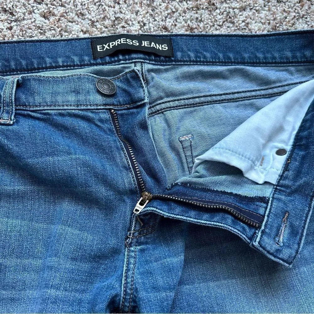 Express Women's Girlfriend Patchwork Medium Wash Relaxed Fit Jeans Size 8 - Picture 13 of 13